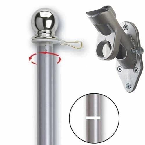 Chrome Finish Aluminum House Flag Pole with Anti-Wrap Tube