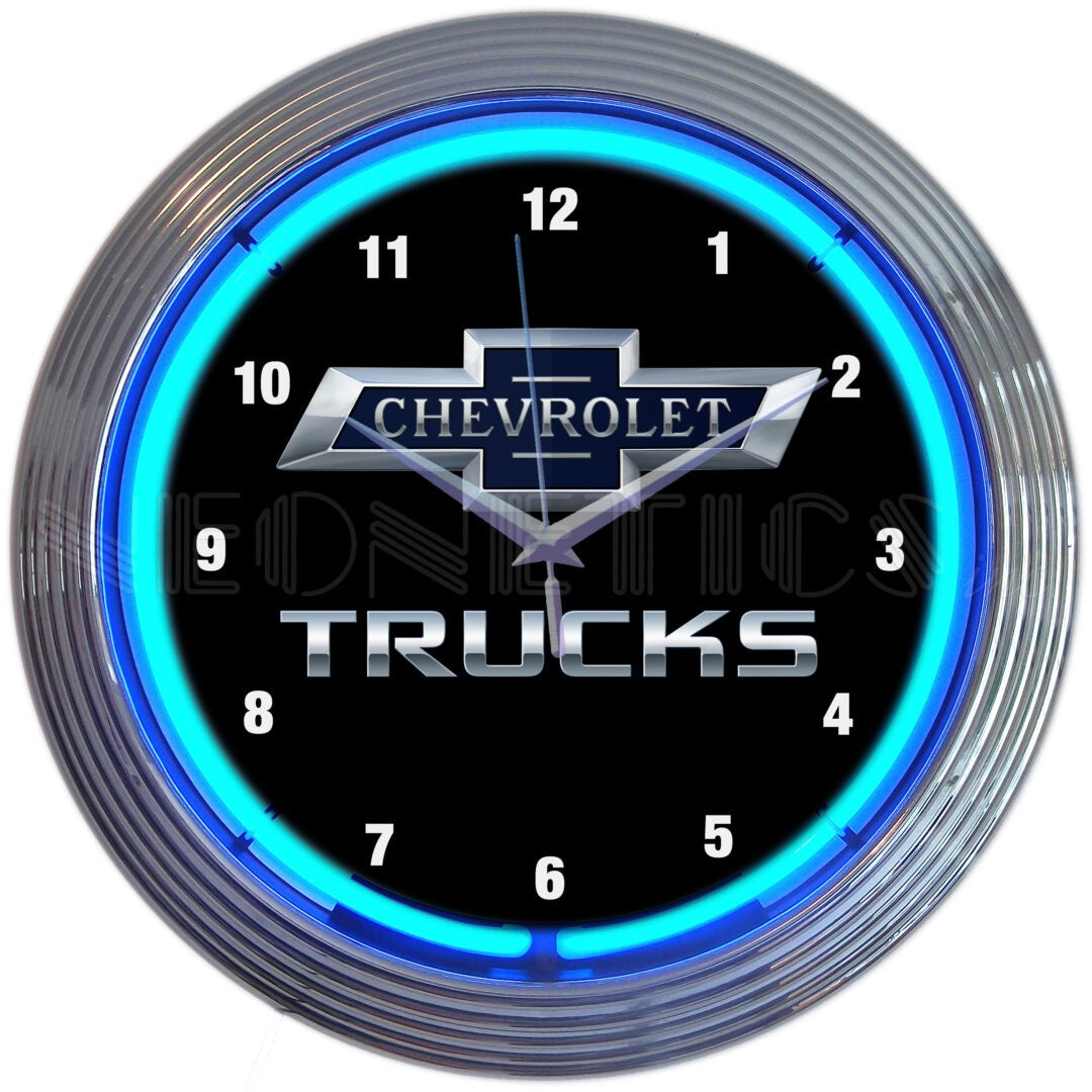 Neonetics GM Chevy Trucks 100th Anniversary Blue Neon Clock