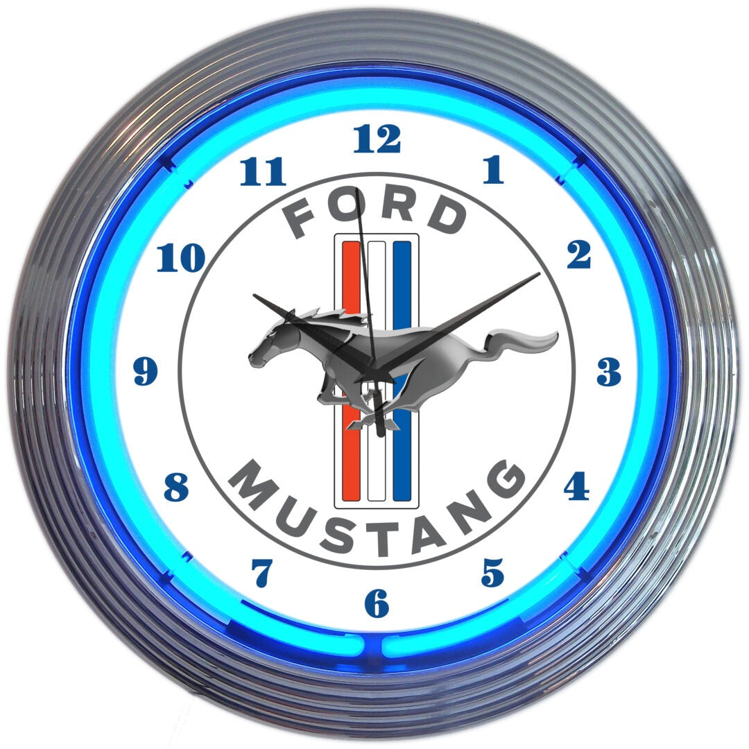 Neonetics Ford Mustang Blue Neon Clock
