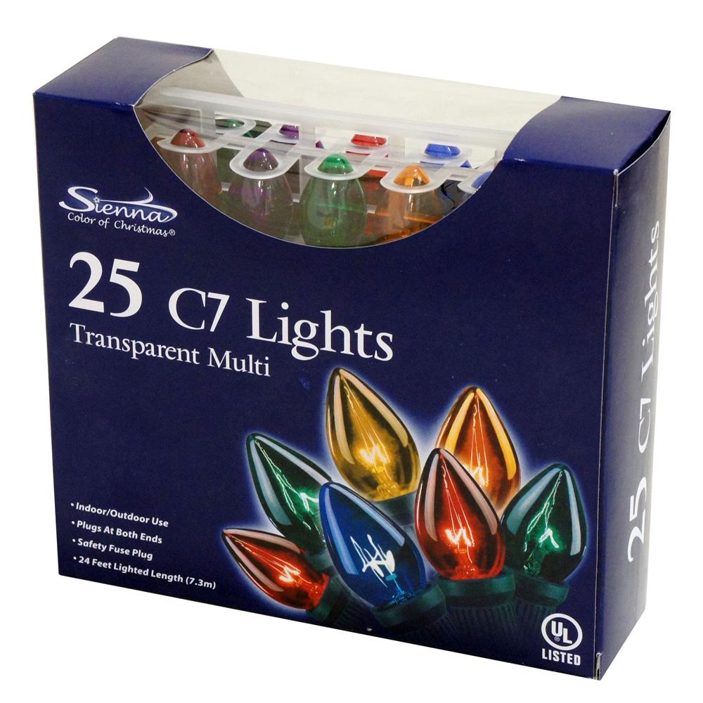 Set of 25 Transparent C7 Christmas Lights