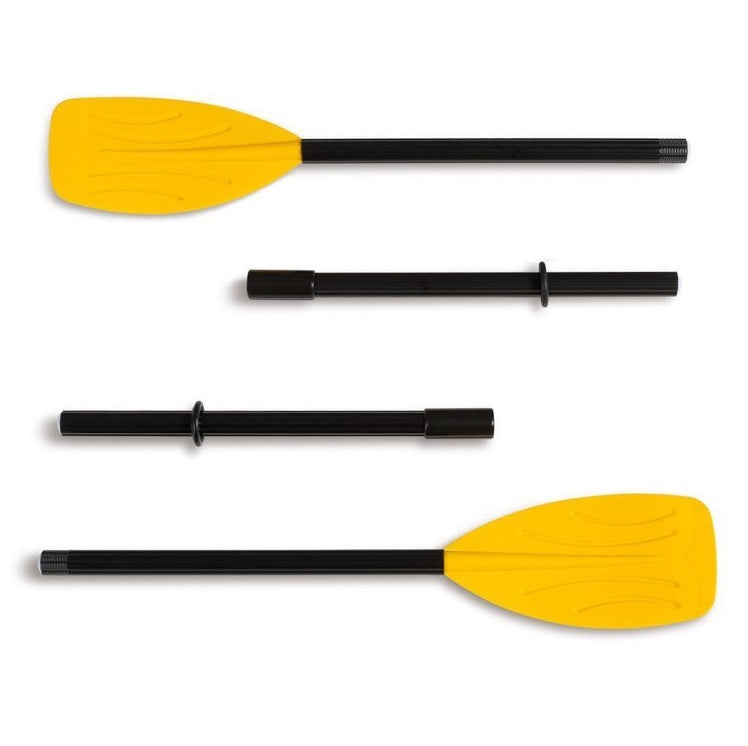 Yellow aluminum boat oars.