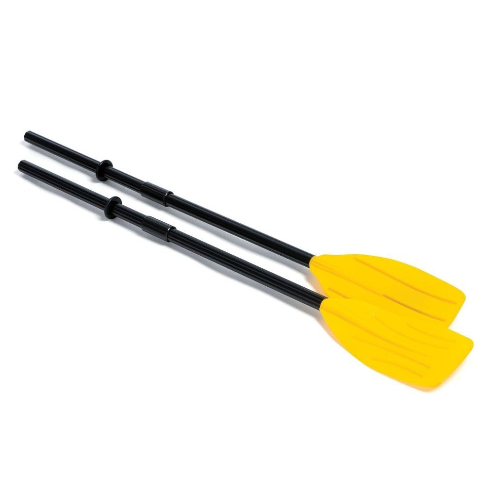 Yellow aluminum boat oars.