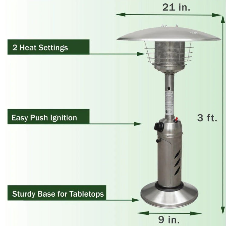 Stainless Steel Table Top Propane Patio Heater