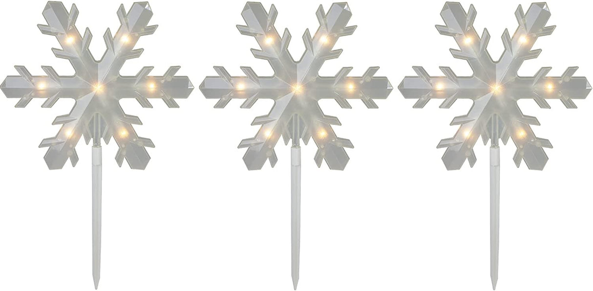 Set of 5 Frosted Snowflake Christmas Pathway Markers