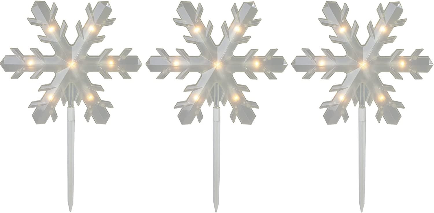 Set of 5 Frosted Snowflake Christmas Pathway Markers