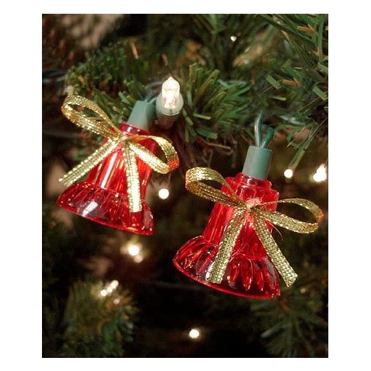 40 Musical Red Bell Lights with Gold Bows