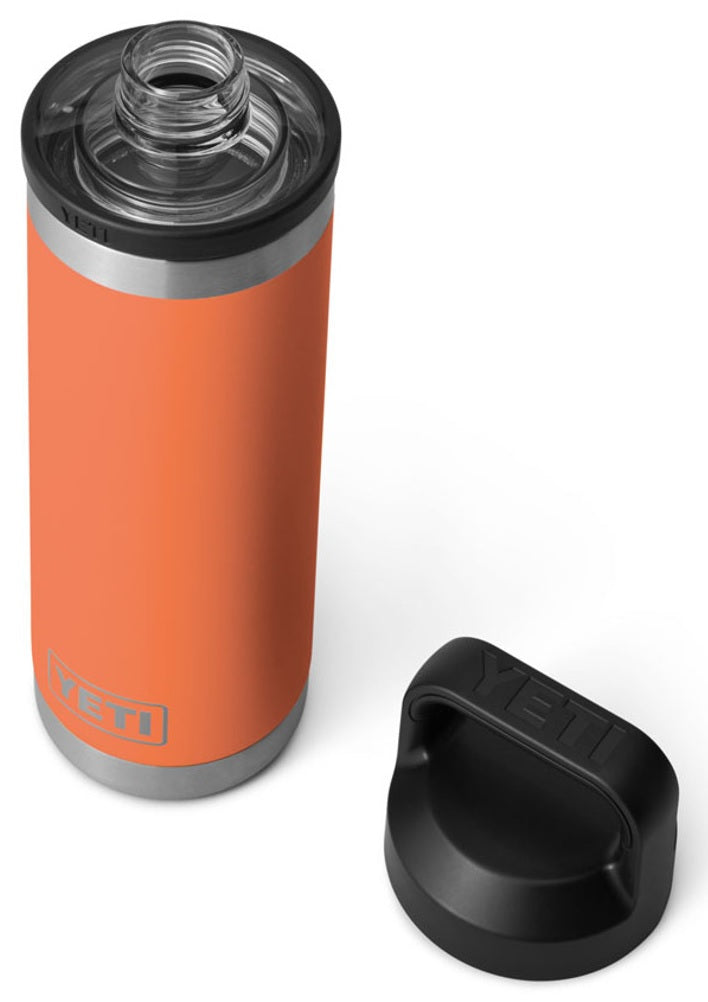 Orange colored Yeti Rambler water bottle.