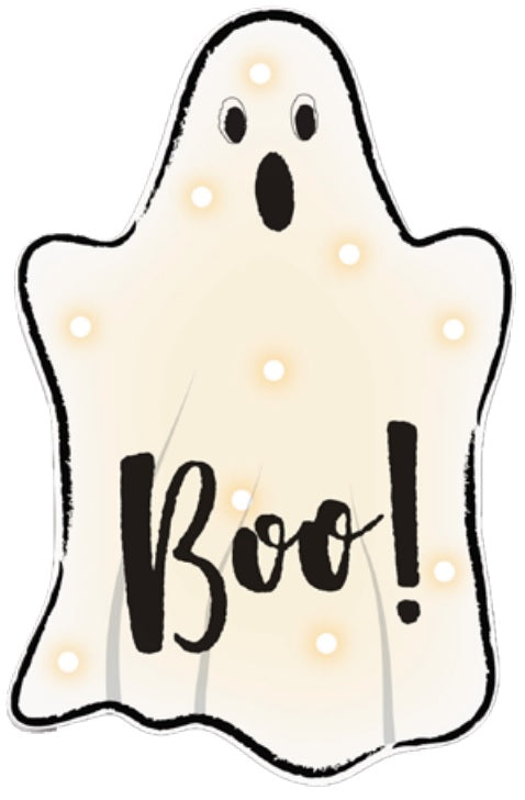 Lighted Shimmer Boo Ghost Decoration