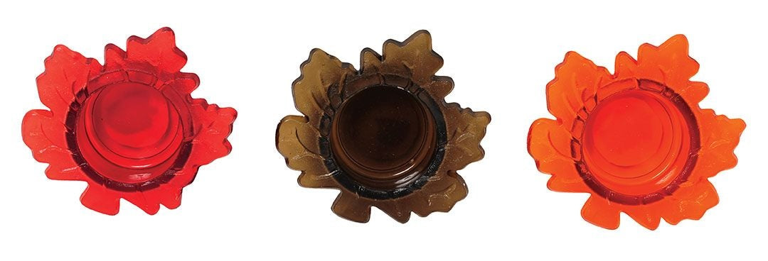 3" Leaf Glass Tea Light Holder