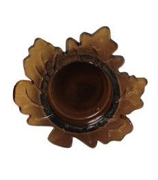 3" Leaf Glass Tea Light Holder