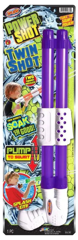 Squirt gun with two, skinny nozzles.