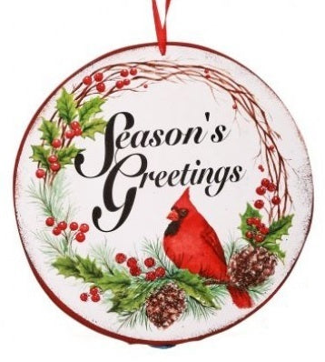 5" Round MDF Cardinal Sentiment Ornament