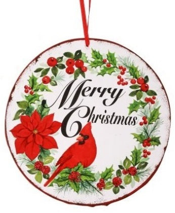 5" Round MDF Cardinal Sentiment Ornament