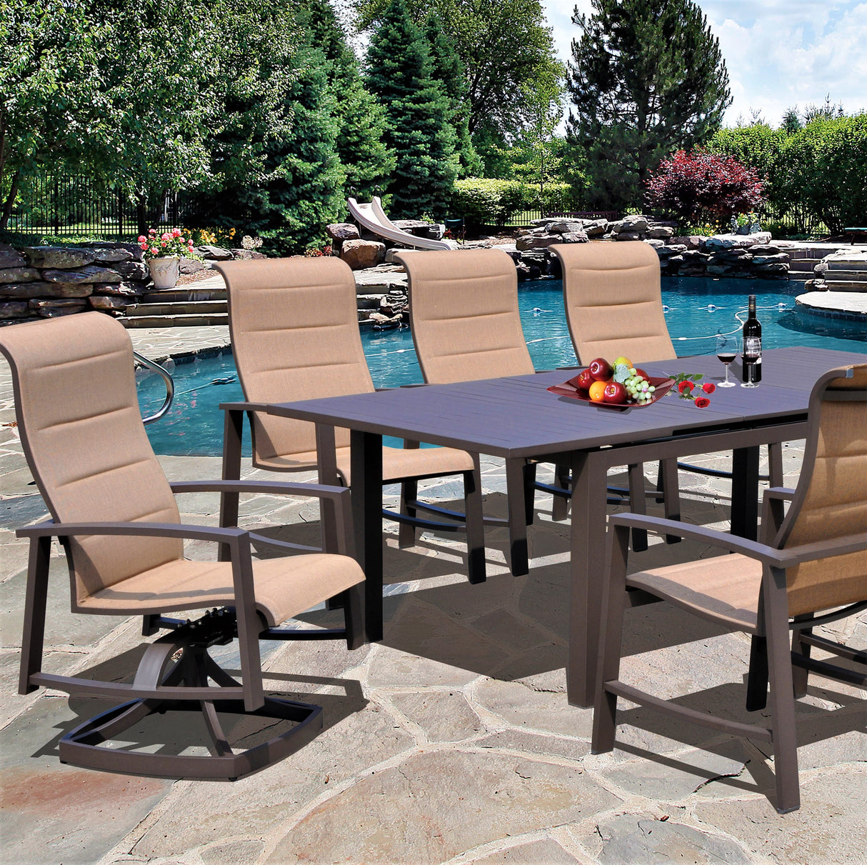 Horizon Brown Padded Sling Dining Set