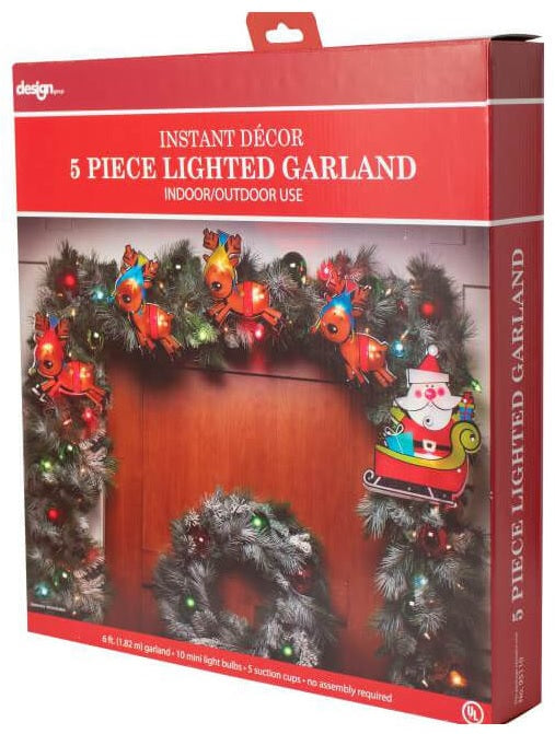 Santa and Reindeer Shimmer 5-Piece Instant Garland