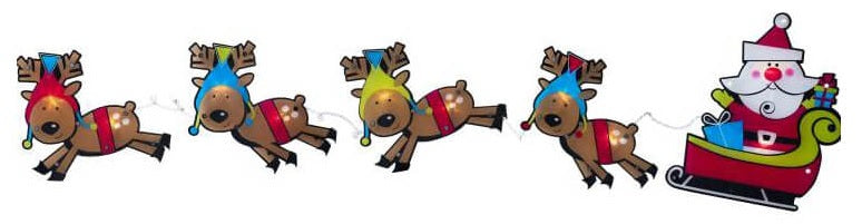 Santa and Reindeer Shimmer 5-Piece Instant Garland