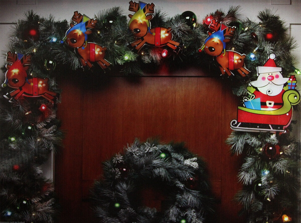 Santa and Reindeer Shimmer 5-Piece Instant Garland