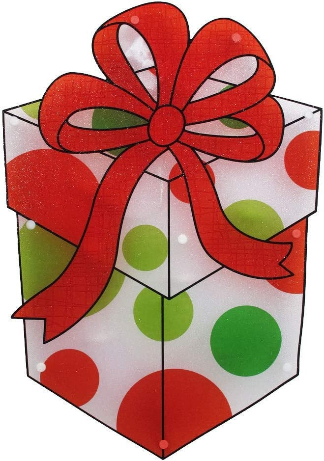 16" Christmas Present Lighted Shimmer Window Decoration Silhouette