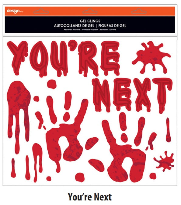 Halloween 11.5”x 12” Bloody Gel Clings