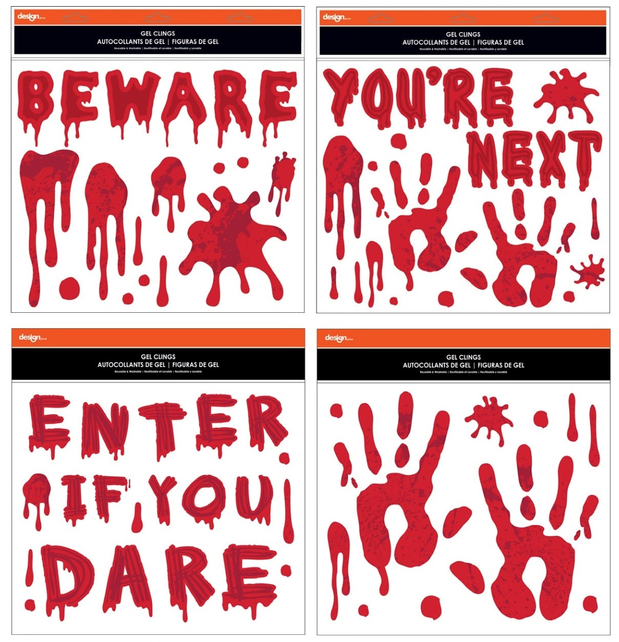 Halloween 11.5”x 12” Bloody Gel Clings