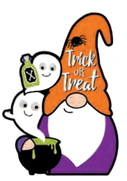 Halloween Trick or Treat Gnome Shimmer Window Decoration