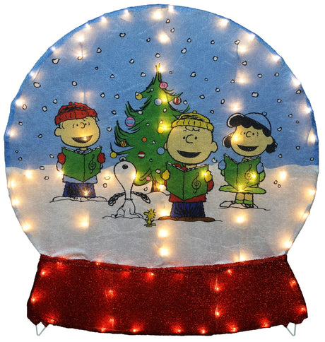 2D PeanutsĀ® Caroling Scene LED Snow Globe Yard Decoration