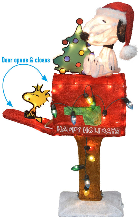 3D PeanutsĀ® Snoopy and Woodstock on Mailbox LED Christmas Yard Art Decoration