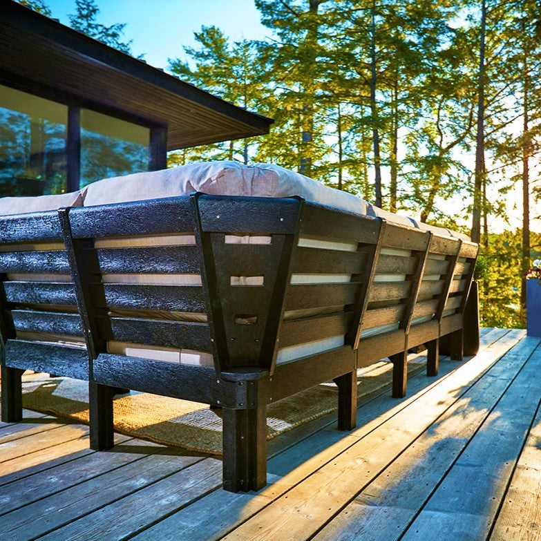 The back of the cushioned patio sectional couch