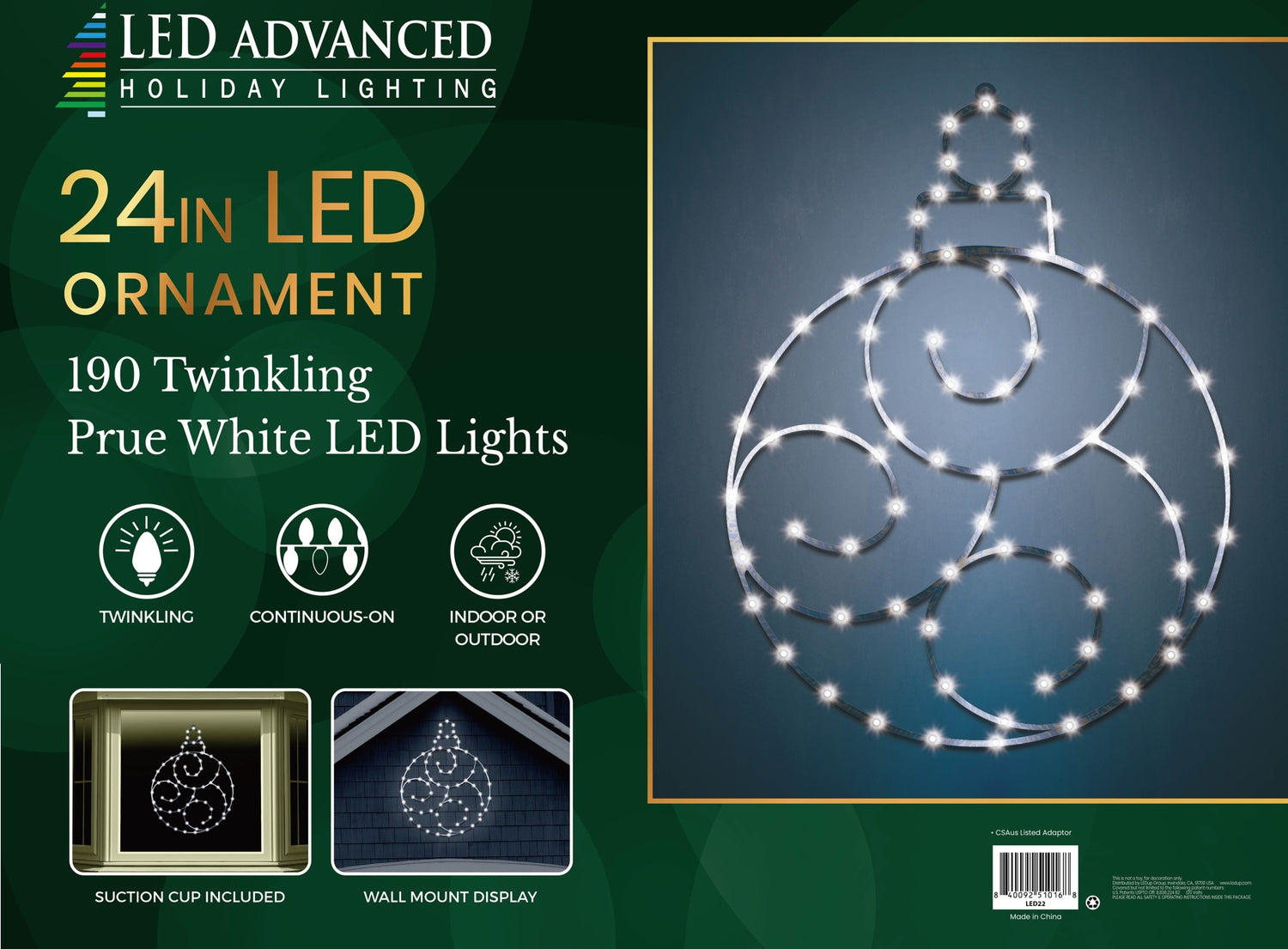 A box for the 24 inch twinkling pure white LED ornament decoration.