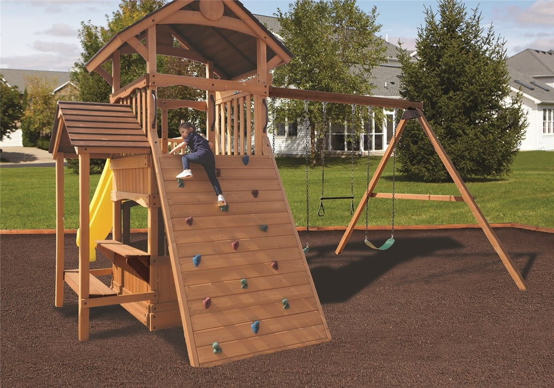 Olympian Outlook XL 2B Wooden Swing Set by Backyard Adventures