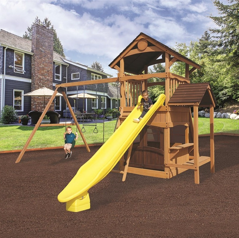Olympian Outlook XL 2B Wooden Swing Set by Backyard Adventures