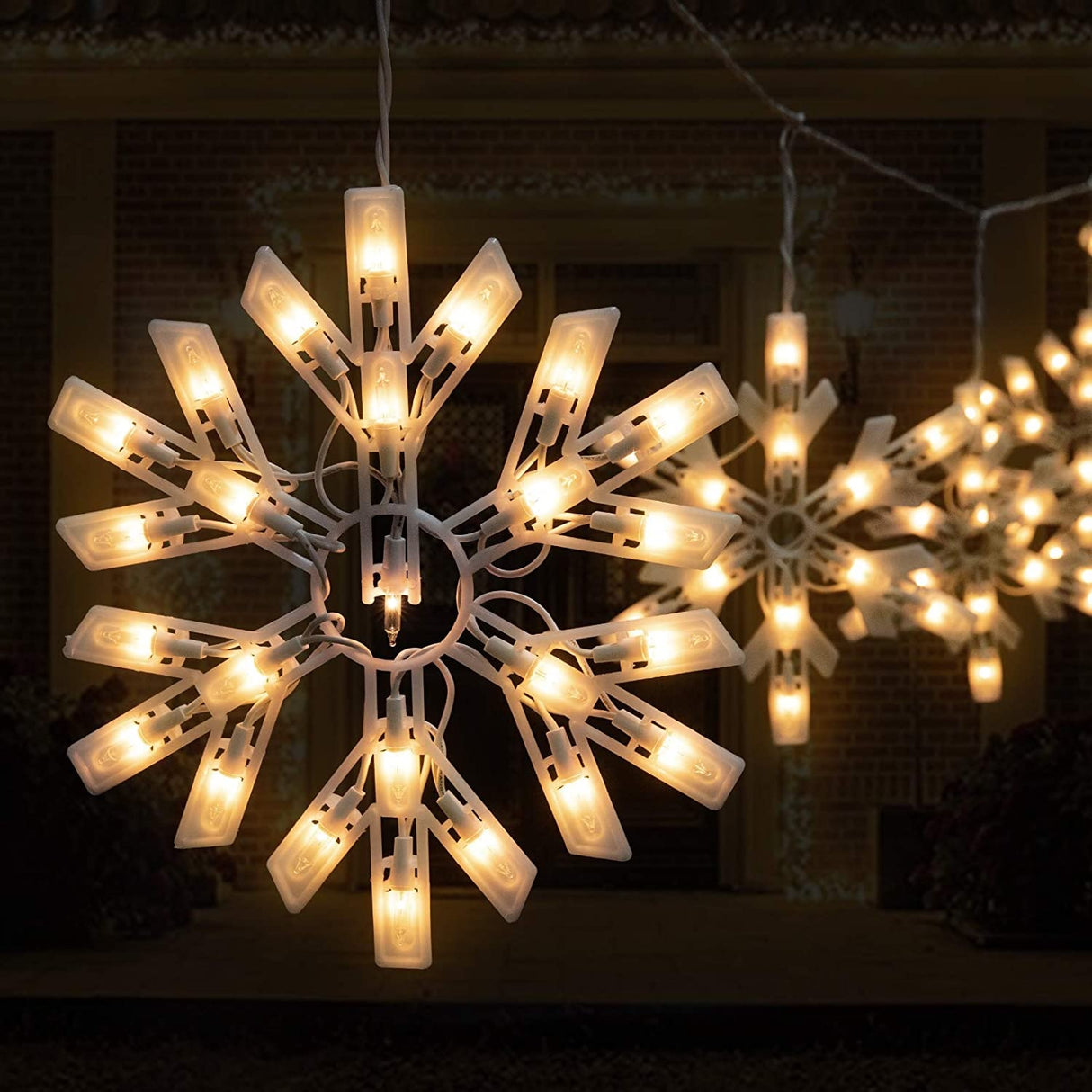 8-Function Warm White LED Snowflake Lights