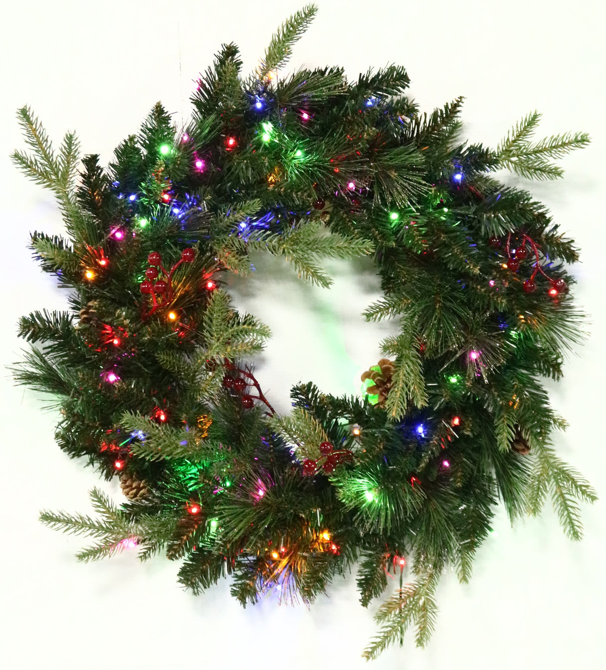 24" Norfolk Pine Wreath with 80 Battery-Operated Starry Lights