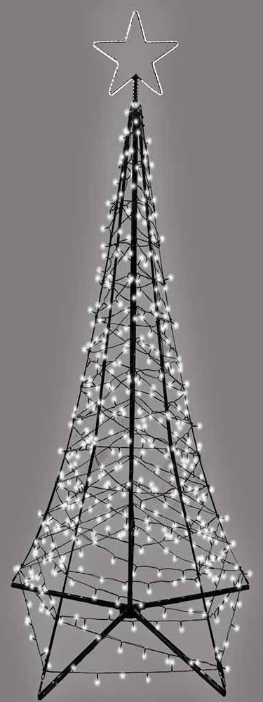 9' LED Spire Tree With Star Yard Art Decoration