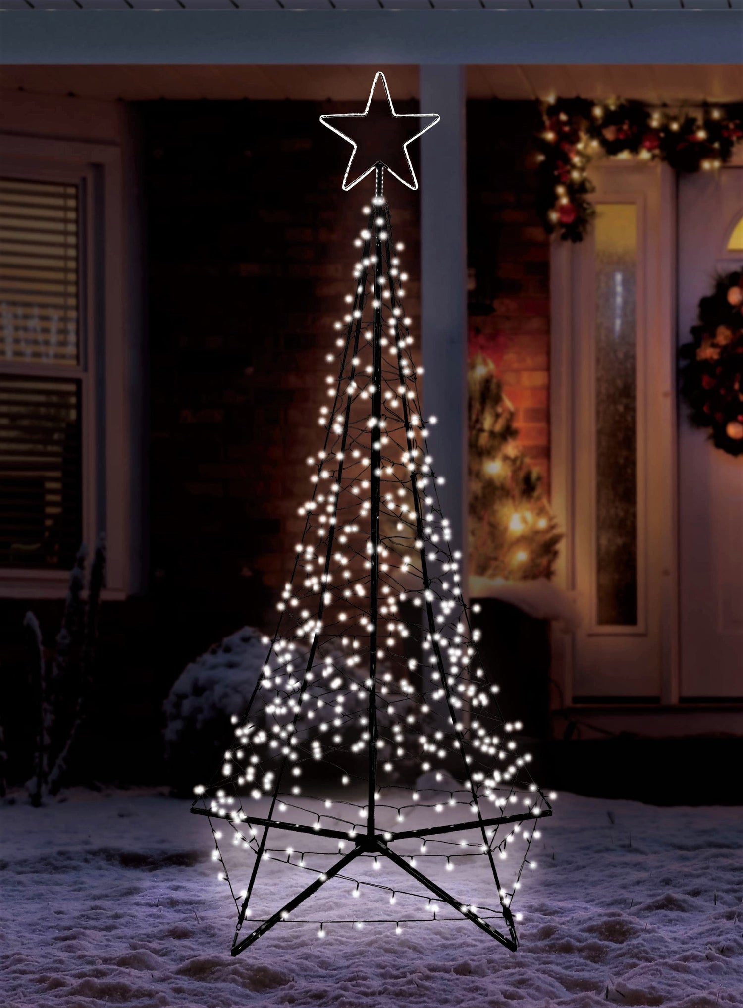 7' LED Spire Tree with Star Yard Art Decoration