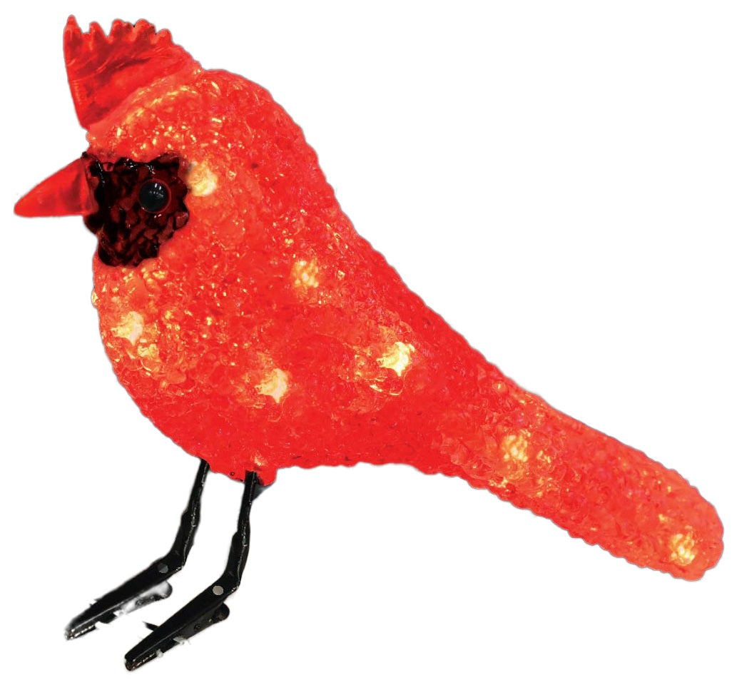 A red clip-on LED ornament.