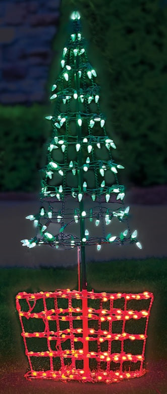 4' Green & Red Twinkling LED Tree Topiary Outdoor Decoration