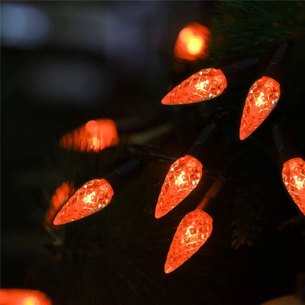 Set of 35 LED C6 Lights on Black Wire - Halloween Series