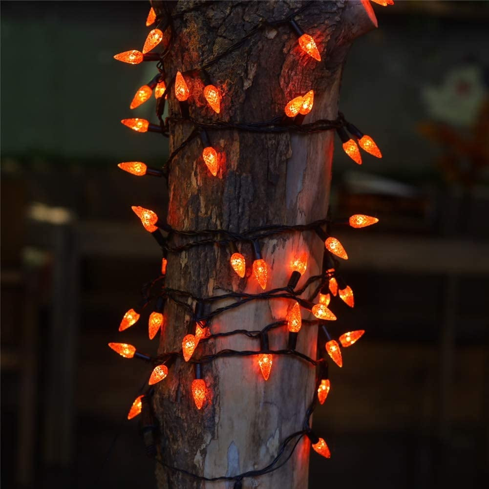 Set of 35 LED C6 Lights on Black Wire - Halloween Series