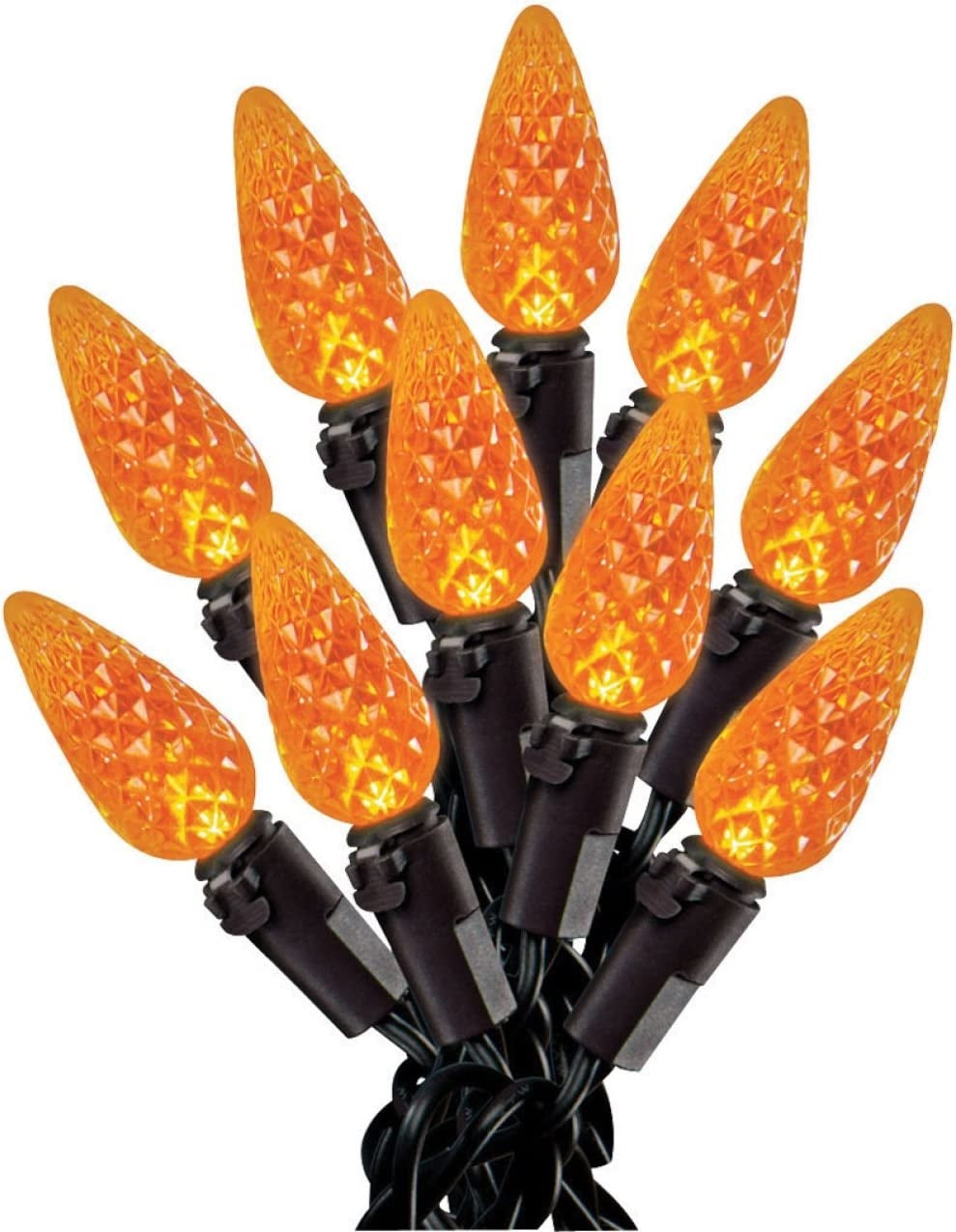 Set of 35 LED C6 Lights on Black Wire - Halloween Series