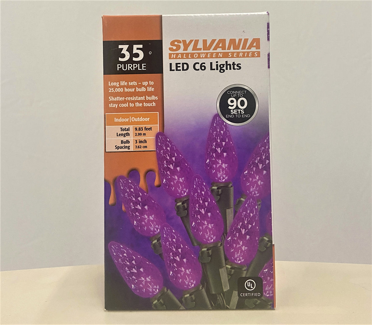 Set of 35 LED C6 Lights on Black Wire - Halloween Series