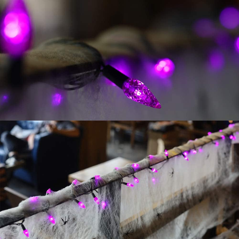 Set of 35 LED C6 Lights on Black Wire - Halloween Series