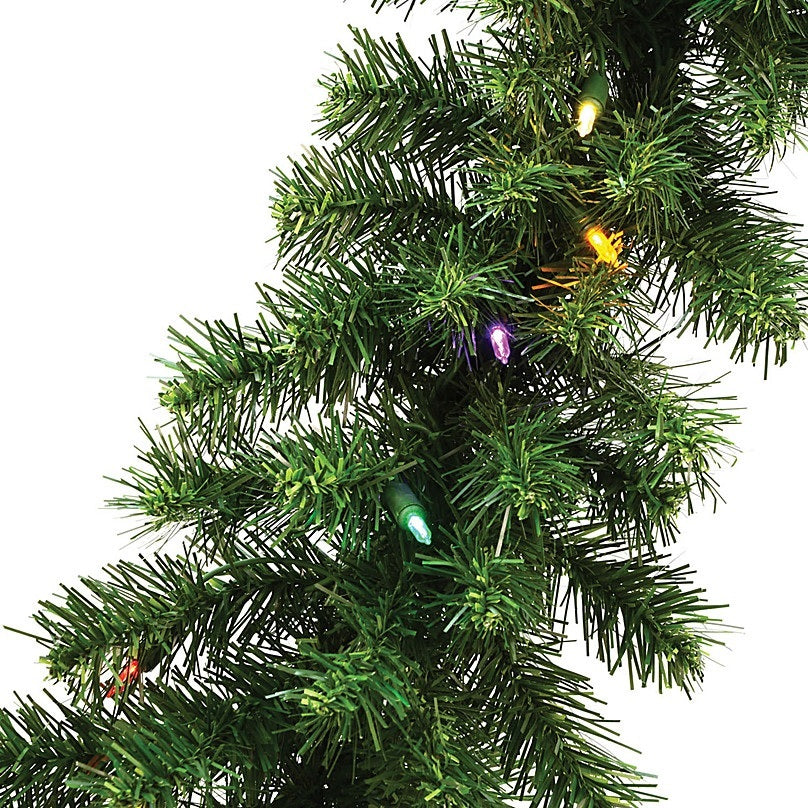 9' Tiffany Christmas Garland Pre-Lit with 50 Multi-Colored LED Lights