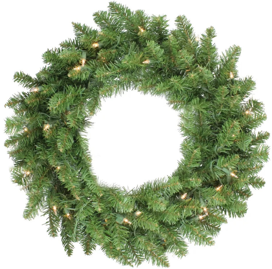 24" Canadian Pine Pre-Lit Artificial Christmas Wreath