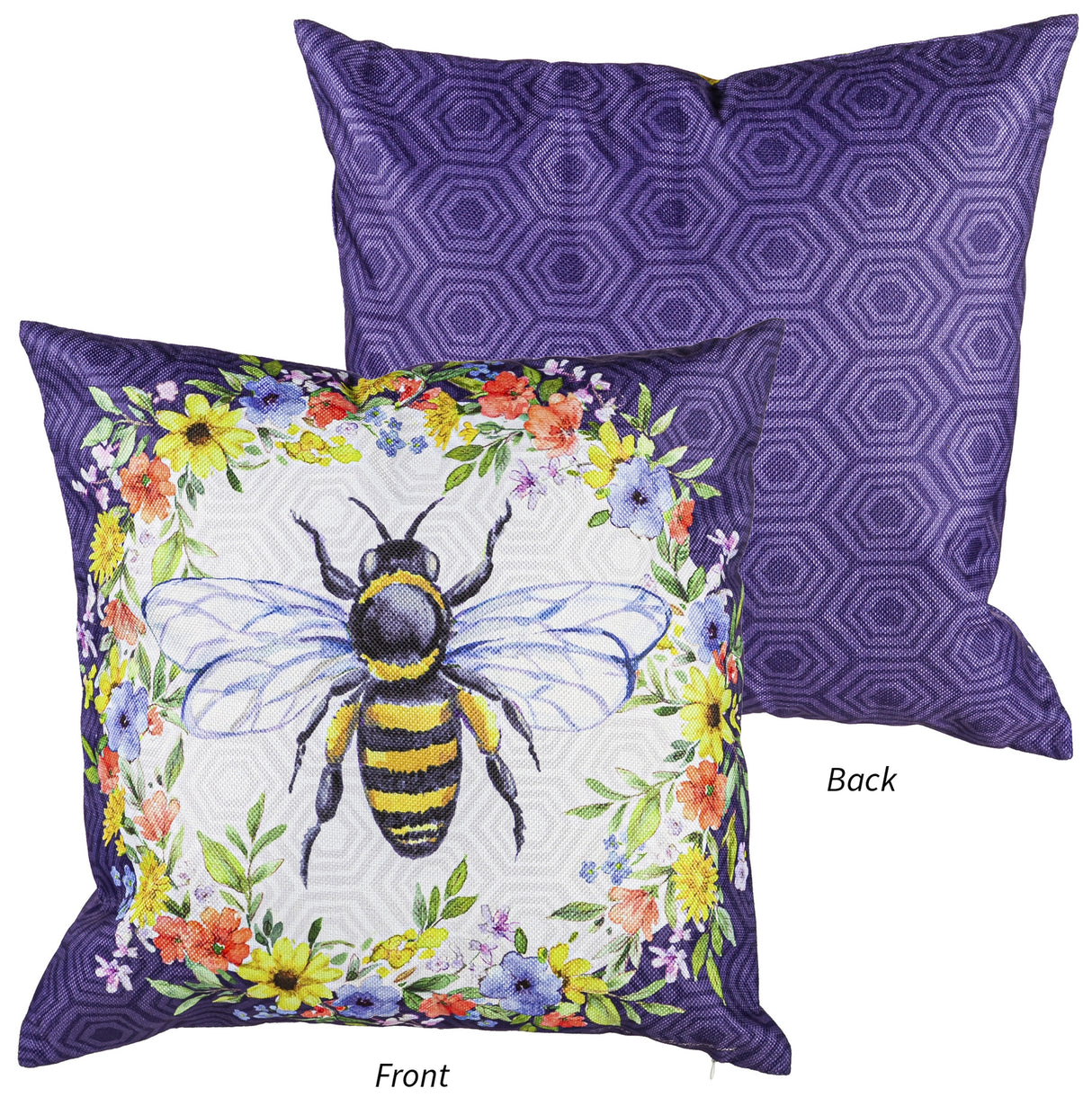 Bee Happy Bee Kind Reversible Outdoor Pillow Cover