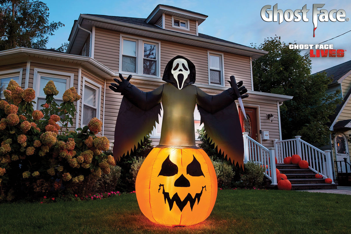 6' Ghost Face® Pumpkin Lawn Inflatable