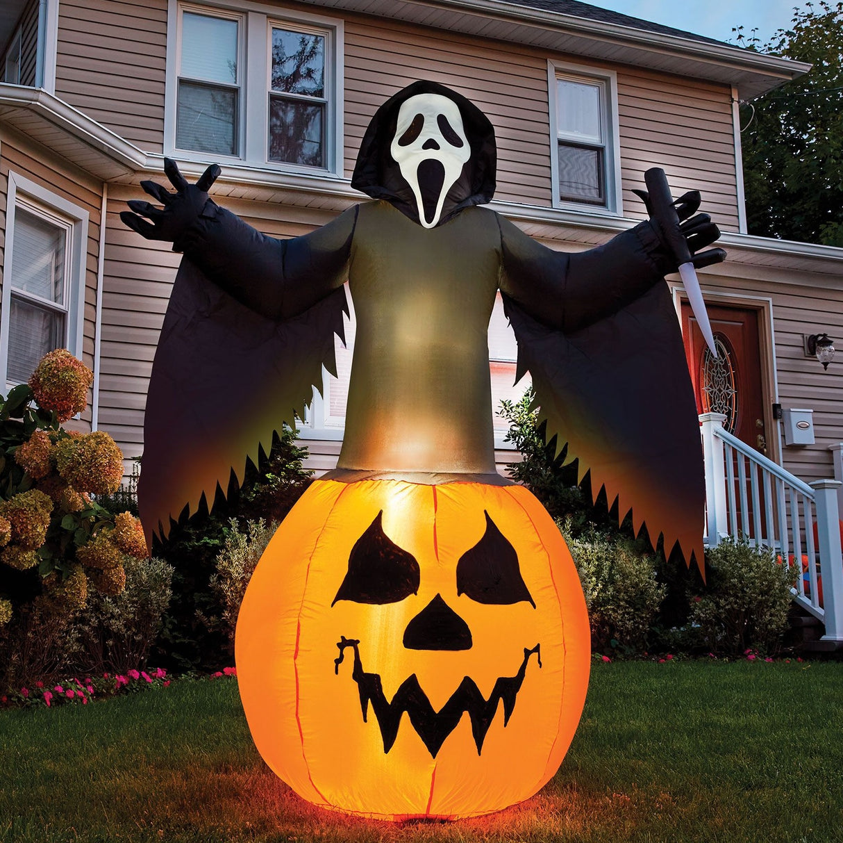 6' Ghost Face® Pumpkin Lawn Inflatable