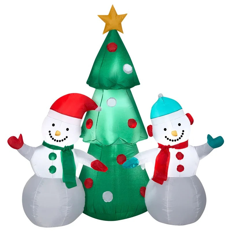 5' Airblown® Snowman Pair with Tree Outdoor Winter Inflatable