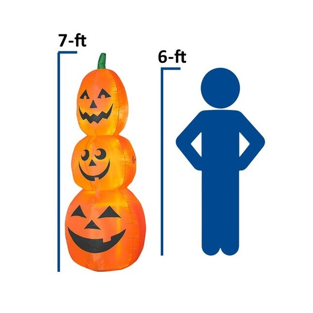 7' Airblown® LED Pumpkin Stack Halloween Inflatable