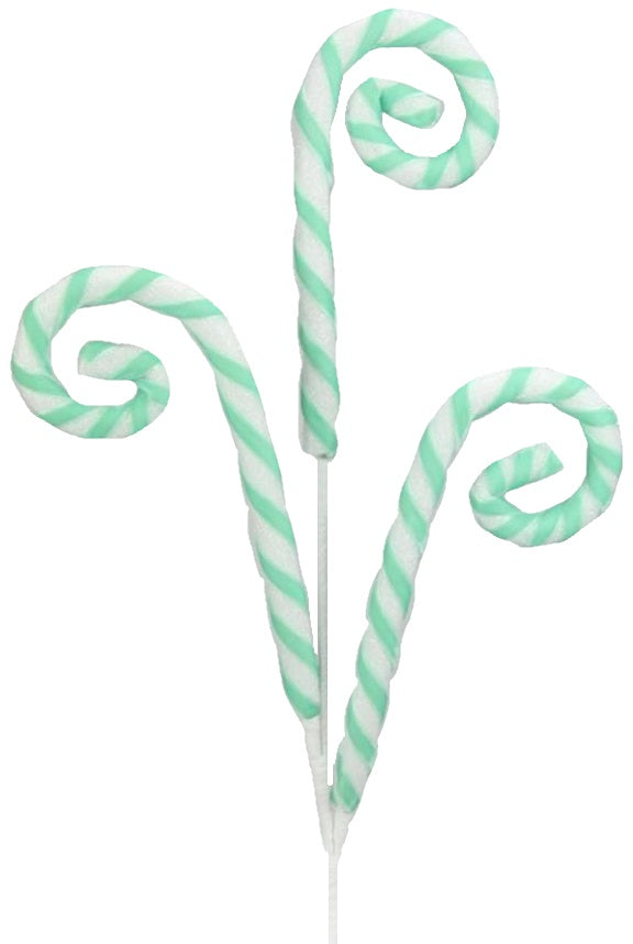 29" Foil Glitter Mint Green Candy Cane Pick Spray